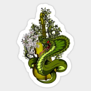 Wonderful violin with awesome snake and flowers Sticker